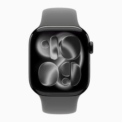 Apple Watch Series 11 46mm, Jet Black Aluminum Case with Sport Band - Stone Gray