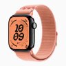 Apple Watch Series 11 42mm, Jet Black Aluminum Case with Nike Sport Loop - Alpenglow Pink