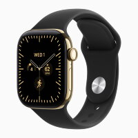 Apple Watch Series 12 42mm, Radiant Gold Titanium Case with Sport Band - Black