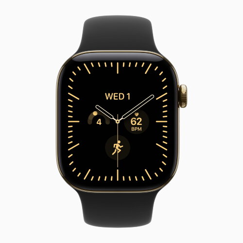 Apple Watch Series 12 42mm, Radiant Gold Titanium Case with Sport Band - Black