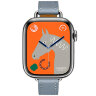 Apple Watch Hermes Series 10 42mm, тонкий кожаный ремешок голубого цвета