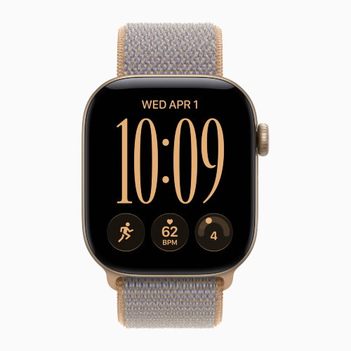 Apple Watch Series 12 42mm, Light Gold Aluminum Case with Sport Loop - Chambray Blue