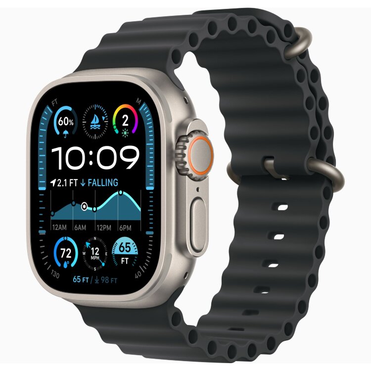 Apple Watch Ultra 2 49mm Titanium Case with Black Ocean Band