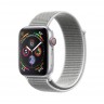 Apple Watch Series 4 LTE + GPS 44 мм Корпус из алюминия серебристого цвета, спортивный браслет цвета «белая ракушка»