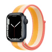 Apple Watch Series 7 41 мм, из алюминия «Тёмная ночь», спортивный браслет «Спелый маис/белый»