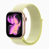 Apple Watch Series 11 42mm, Rose Gold Aluminum Case with Sport Loop - Neon Yellow