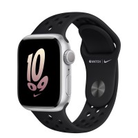 Apple Watch Series 8 Nike 41mm, Silver Aluminum Case with Sport Band - Black/Black