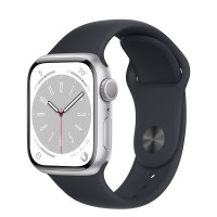 Apple Watch Series 8 41mm, Silver Aluminum Case with Sport Band - Midnight
