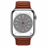 Apple Watch Series 9 41mm, серебристая нержавеющая сталь, кожаный коричневый ремешок