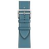 Apple Watch Hermes Series 9 45mm, классический кожаный ремешок голубого цвета