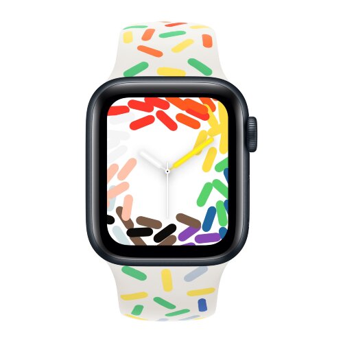 Apple Watch SE (2023) 44mm, Midnight Aluminum Case with Sport Band - Pride Edition (Радужный)