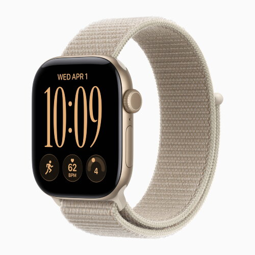 Apple Watch Series 12 42mm, Light Gold Aluminum Case with Sport Loop - Limestone