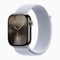 Apple Watch Series 10 46mm, Natural Titanium Case with Sport Loop - Blue Cloud