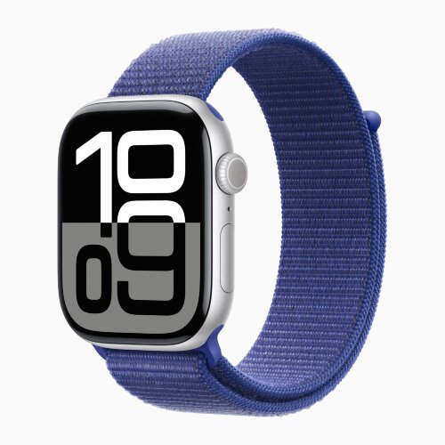 Apple Watch Series 10 46mm, Silver Aluminum Case with Sport Loop - Ultramarine