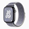 Apple Watch Series 10 42mm, Jet Black Aluminum Case with Nike Sport Loop - Grey/Blue