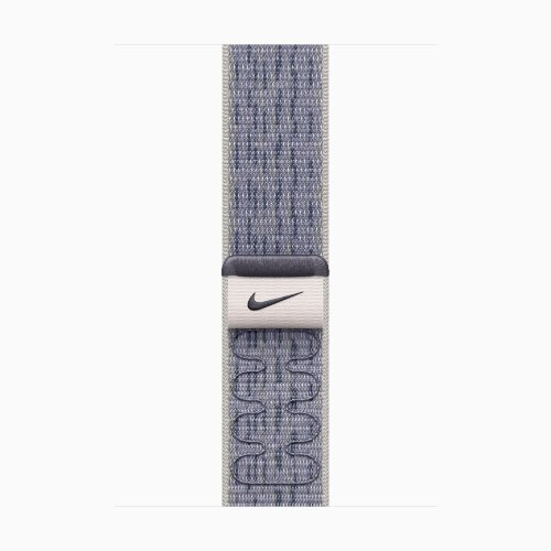 Apple Watch Series 10 42mm, Jet Black Aluminum Case with Nike Sport Loop - Grey/Blue