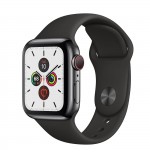 Apple Watch series 5, 40 мм Cellular + GPS, стальные "чёрный космос", спортивный ремешок