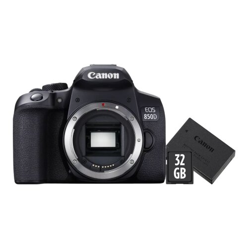 Canon EOS 850D Camera + EF-S 18-55mm IS STM Lens + Backpack + SD Card + Spare Battery Kit