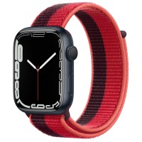 Apple Watch Series 7 45 мм, из алюминия «Тёмная ночь», спортивный браслет Красный