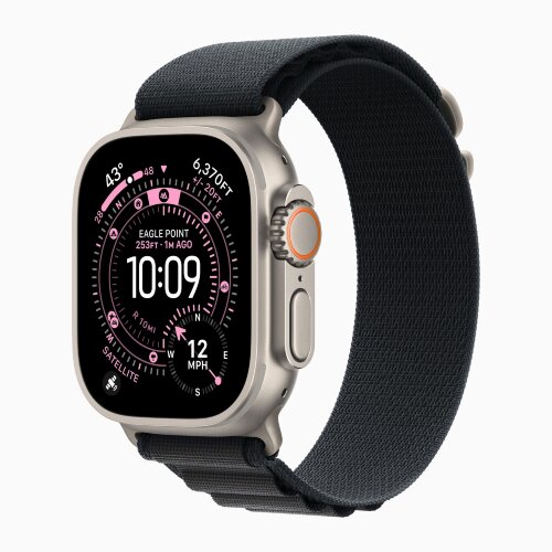 Apple Watch Ultra 3 49mm Titanium Case with Black Alpine Loop (S)