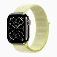 Apple Watch Series 11 42mm, Natural Titanium Case with Sport Loop - Neon Yellow