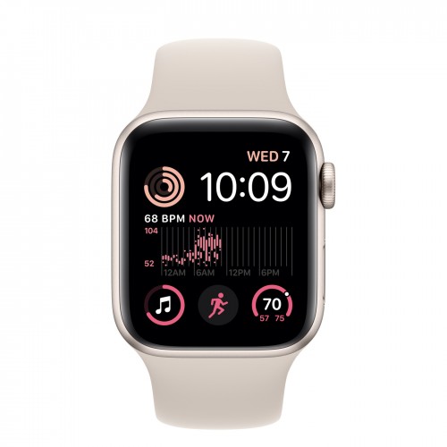 Apple Watch SE (2022) 40mm, Starlight Aluminum Case with Sport Band - Starlight
