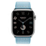 Apple Watch Hermes Series 9 45mm, клетчатый ремешок из плетеного нейлона голубого цвета