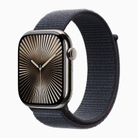 Apple Watch Series 10 46mm, Natural Titanium Case with Sport Loop - Ink