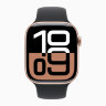 Apple Watch Series 10 42mm, Rose Gold Aluminum Case with Sport Band - Black