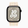 Apple Watch Series 10 42mm, Jet Black Aluminum Case with Nike Sport Loop - Starlight/Pink