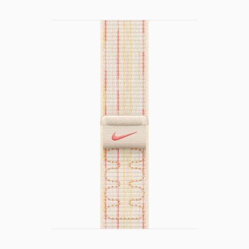 Apple Watch Series 10 42mm, Jet Black Aluminum Case with Nike Sport Loop - Starlight/Pink