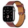 Apple Watch Hermes Series 10 42mm, классический кожаный темно-красный ремешок