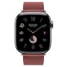 Apple Watch Hermes Series 10 42mm, классический кожаный темно-красный ремешок