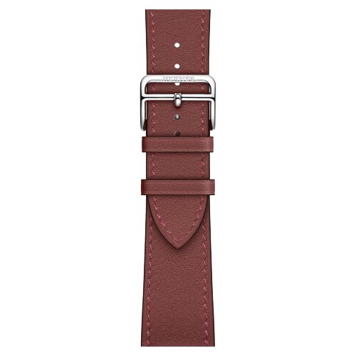 Apple Watch Hermes Series 10 42mm, классический кожаный темно-красный ремешок