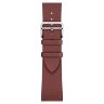 Apple Watch Hermes Series 10 42mm, классический кожаный темно-красный ремешок