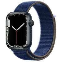 Apple Watch Series 7 45 мм, из алюминия «Тёмная ночь», спортивный браслет Чёрно-синий