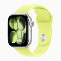 Apple Watch Series 11 42mm, Silver Aluminum Case with Sport Band - Neon Yellow