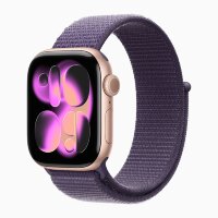 Apple Watch Series 11 42mm, Rose Gold Aluminum Case with Sport Loop - Purple Fog