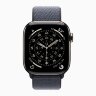 Apple Watch Series 11 42mm, Natural Titanium Case with Sport Loop - Anchor Blue