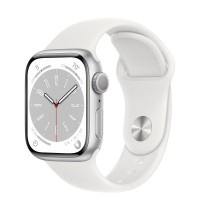 Apple Watch Series 8 41mm, Silver Aluminum Case with Sport Band - White