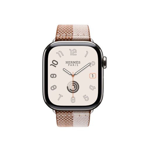 Ремешок Hermes для Apple Watch 42mm Toile H Double Jeu - Коричневый/Бежевый (Ecru/Ecru)