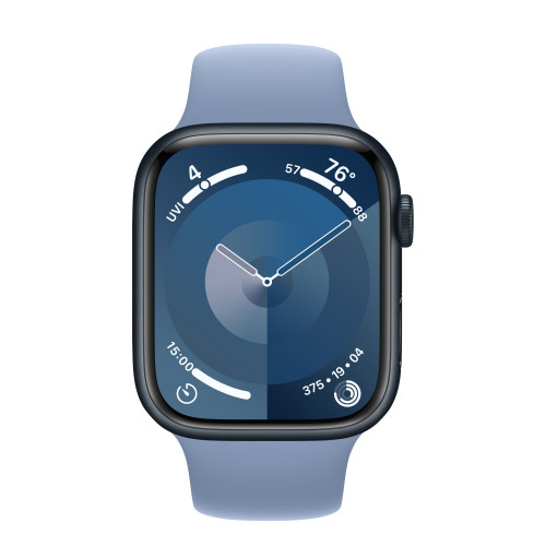 Apple Watch Series 9 45mm, Midnight Aluminum Case with Sport Band - Winter Blue
