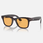 Ray-Ban Meta Wayfarer (Глянцевая бордово-черная оправа, линзы янтарные Classic) M