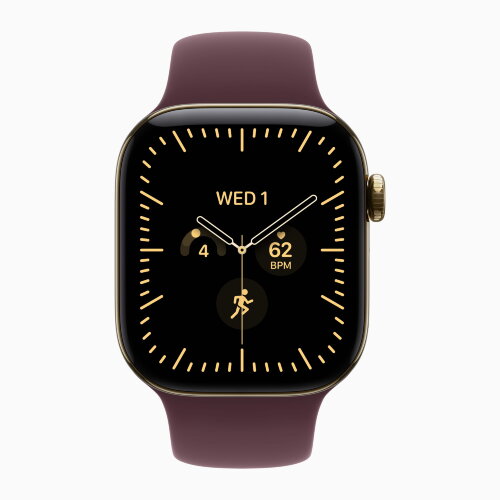 Apple Watch Series 12 46mm, Radiant Gold Titanium Case with Sport Band - Burgundy