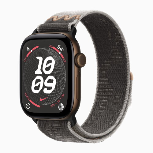 Apple Watch Series 12 46mm, Dark Bronze Aluminum Case with Nike Sport Loop - Pavement Grey