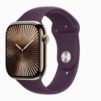 Apple Watch Series 10 42mm, Gold Titanium Case with Sport Band - Plum