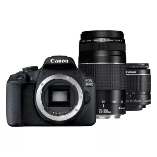Canon EOS 2000D + EF-S 18-55mm IS II Lens + EF 75-300mm III Lens Kit