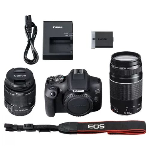 Canon EOS 2000D + EF-S 18-55mm IS II Lens + EF 75-300mm III Lens Kit
