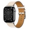 Apple Watch Hermes Series 10 46mm,  ремешок классический кожаный кремового цвета