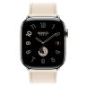 Apple Watch Hermes Series 10 46mm,  ремешок классический кожаный кремового цвета